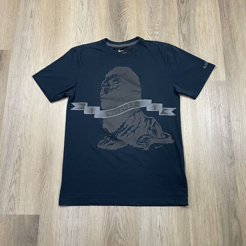 Nike LeBron Witness Lion Shirt Mens Small Black Dri-FIT Basketball Tee Swoosh